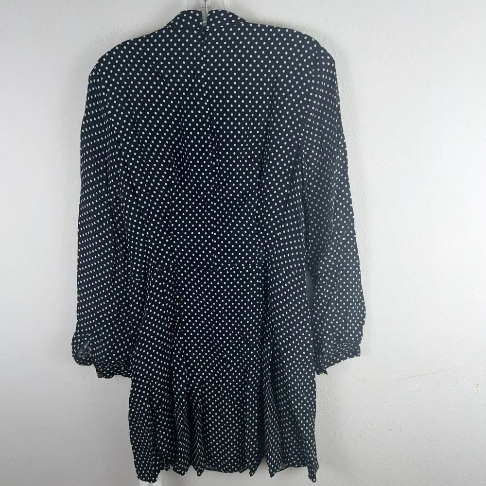 Coach 0 Polka Dot Bib Dress Long Sleeve Mini Shift Women’s Party Designer Preppy